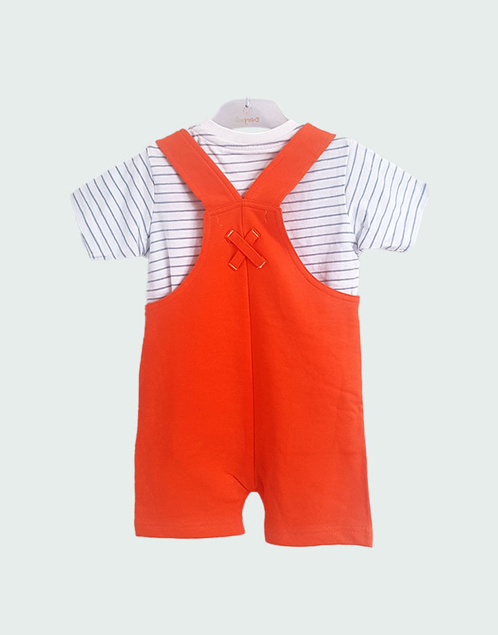 2 piece first car print dungarees t-shirt set, back