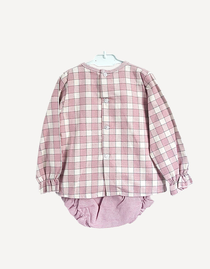 Baby pink checked dress and bloomers, back