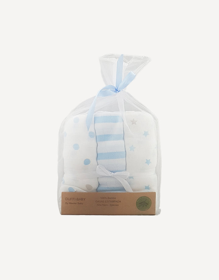  Blue bamboo muslin squares set