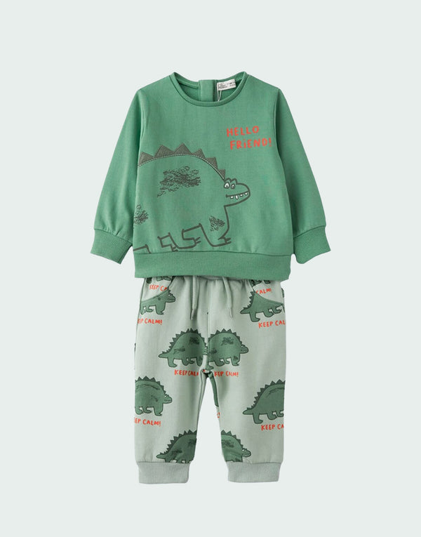 Dino Boys Green Tracksuit Set