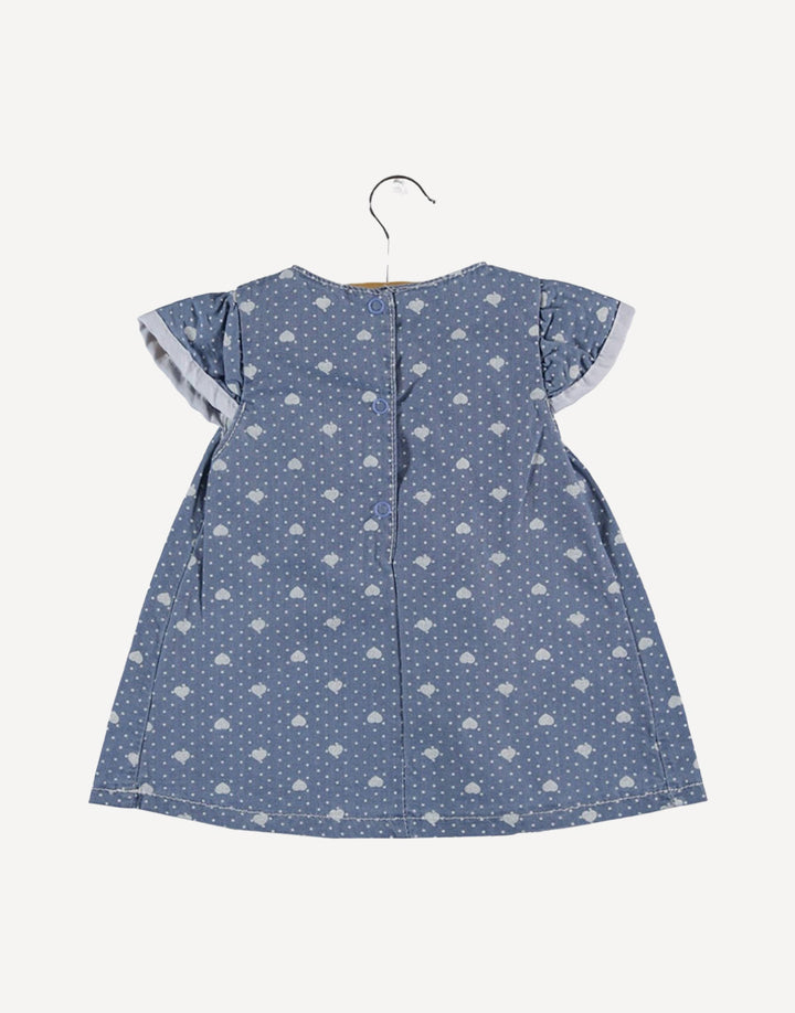 Denim blue cotton dress, back