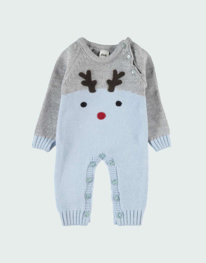 Festive knit romper lightsteelblue color, front