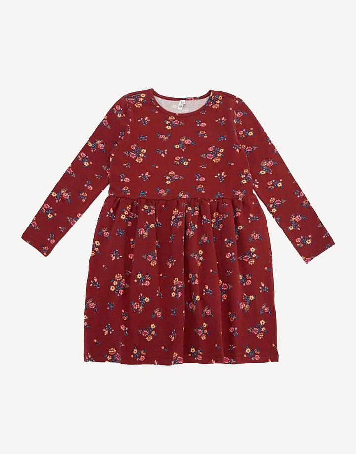 Girls' floral round neck dress