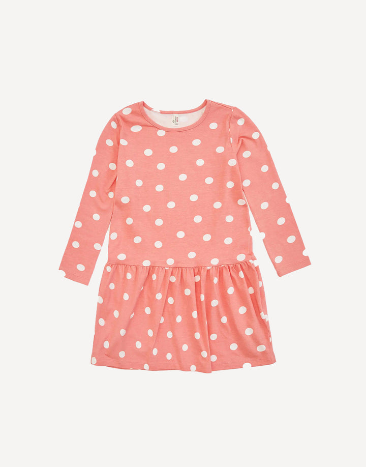 Girls' pink polka dots cotton dress