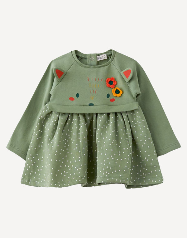 Clara Green Cotton Girls Dress