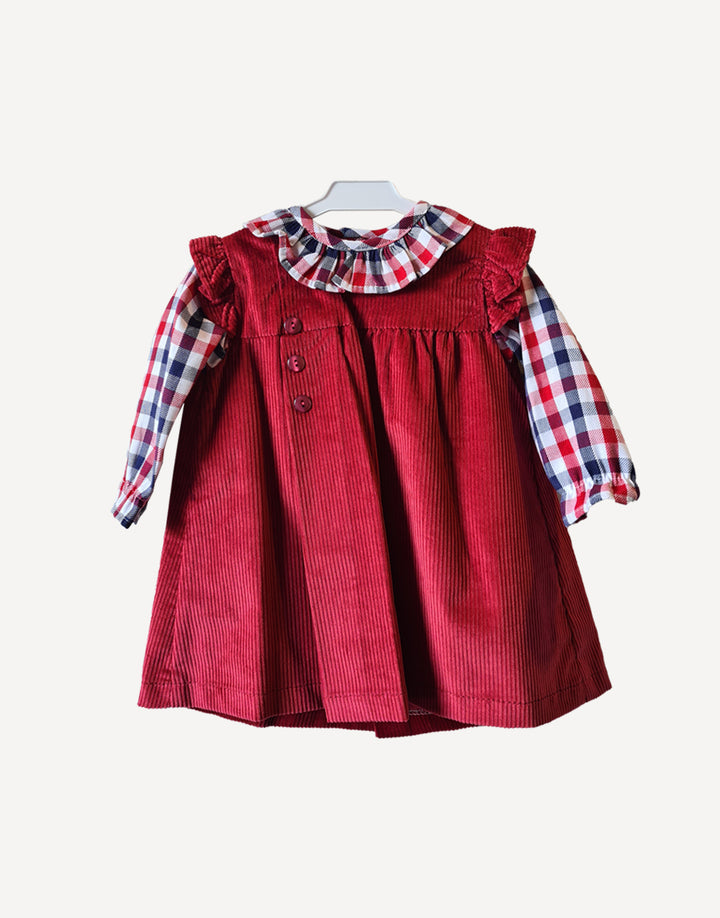 Holly Red Corduroy Girls Dress with image