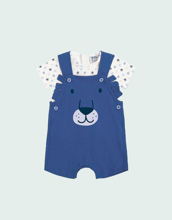 Indigo dungarees and t-shirt outfit set