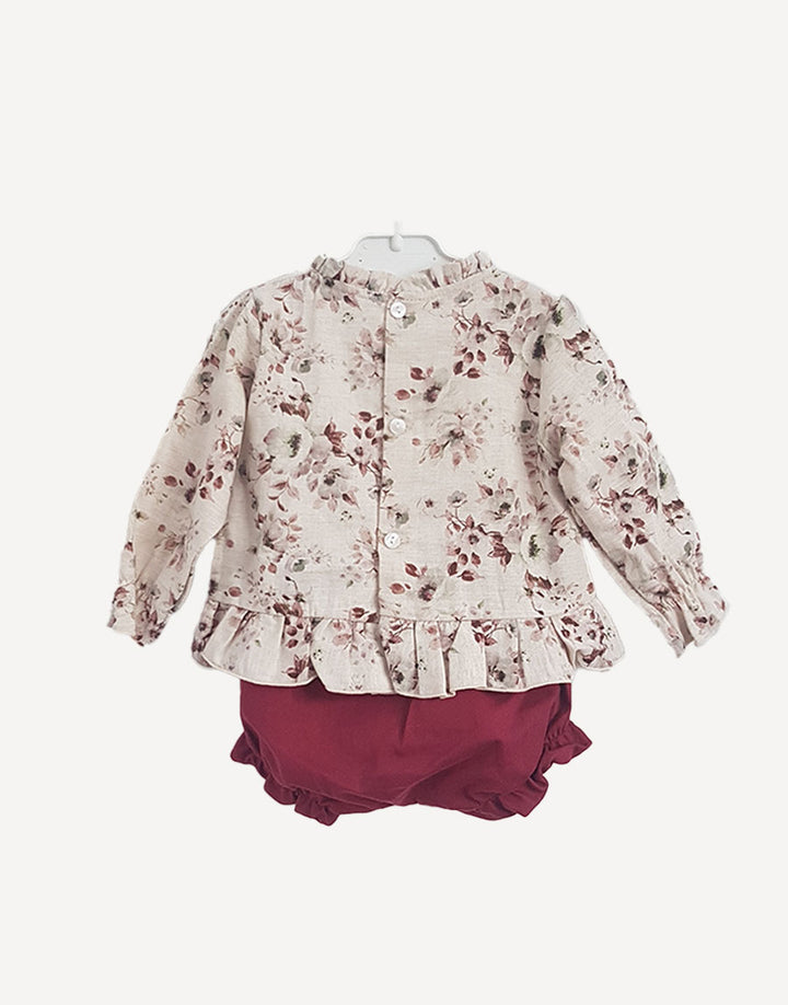 Katia floral and burgundy outfit set, back