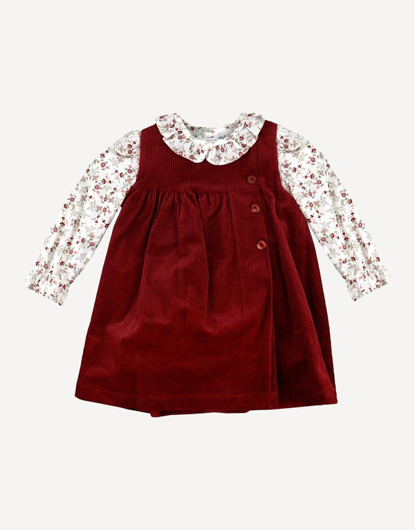 Lily Girls Red Corduroy Dress Set