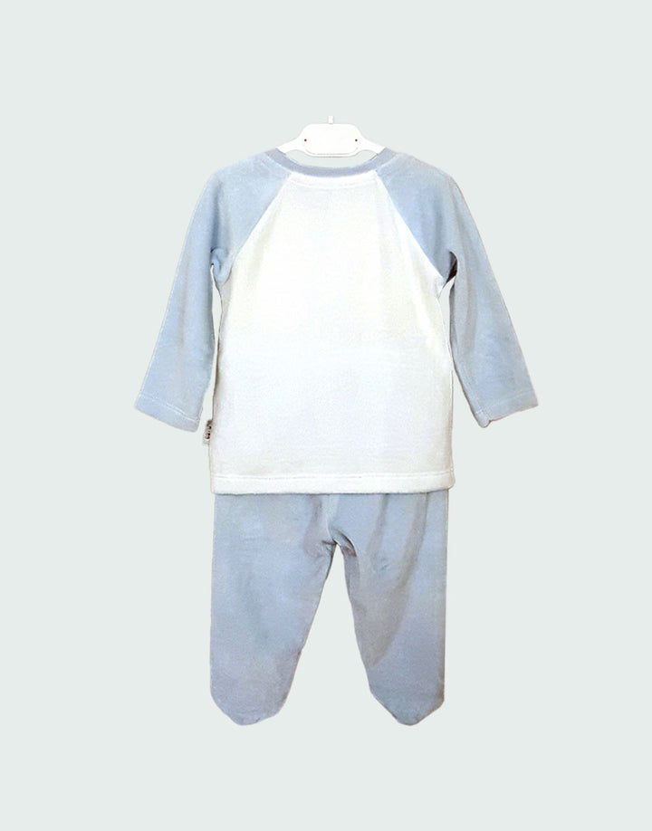 Little dreamer soft blue baby outfit set, back