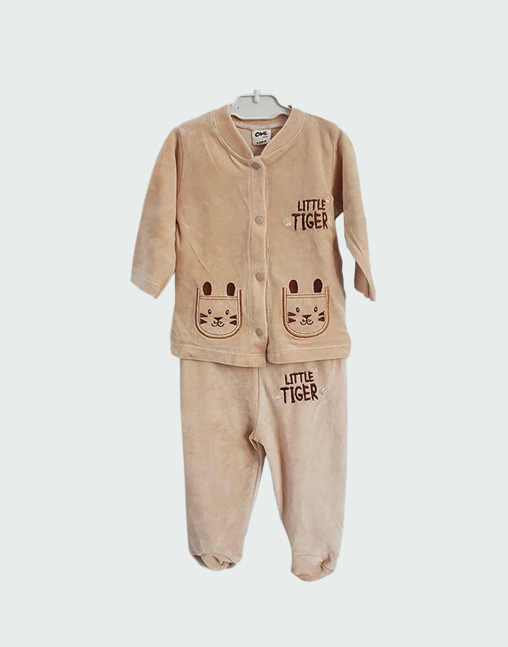 Little tiger unisex velour outfit set, front