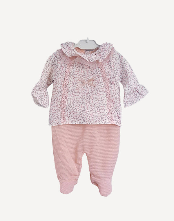 Lola ditsy pink romper, front