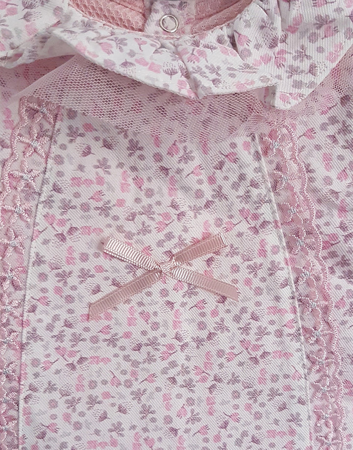 Lola ditsy pink romper, detail