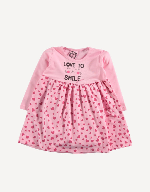 Love to smile pink cotton dress, front