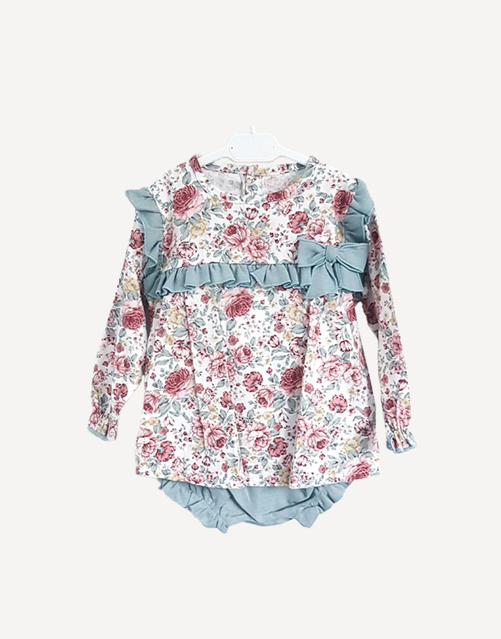 Mila floral dress and bloomers set, front