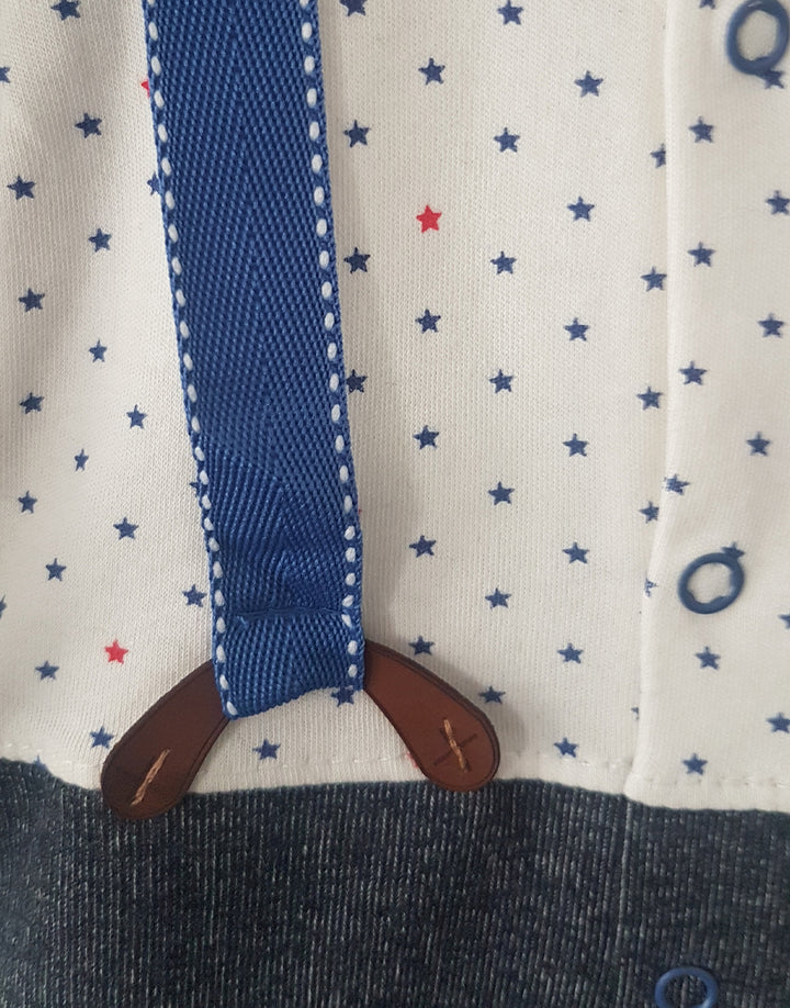 Stars baby boy romper, detail