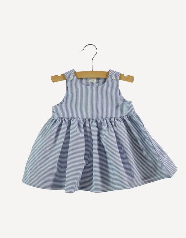 Stripe summer dress blue-white color, front