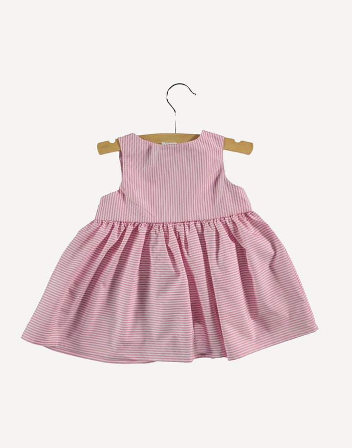 Stripe summer dress pink-white color, back