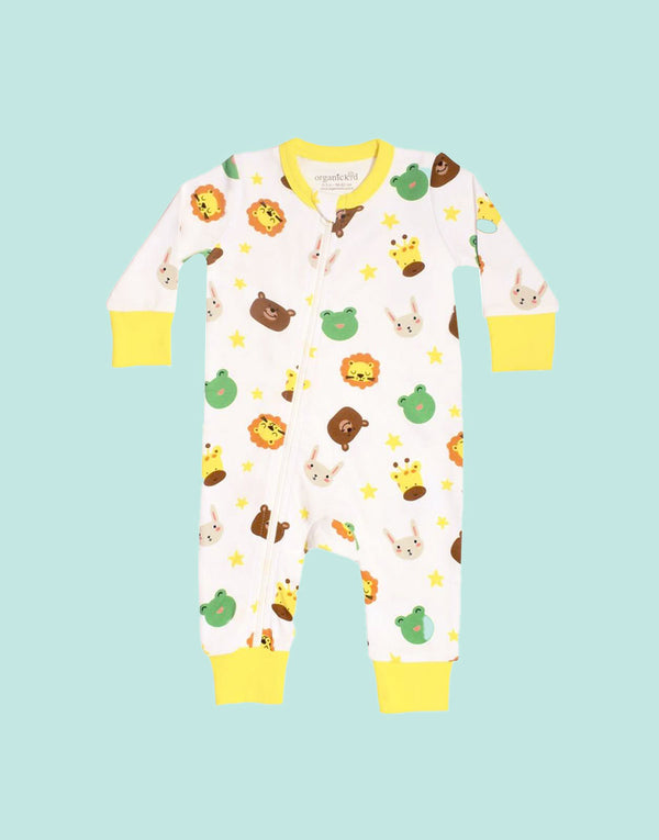 Zoo unisex organic cotton zippy babygrow