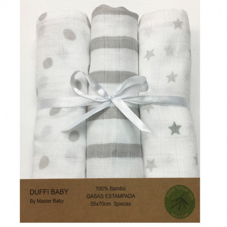 Grey Bamboo Muslin Squares Set 